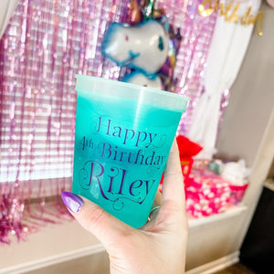 Happy 4th Birthday Color Changing Stadium Cups