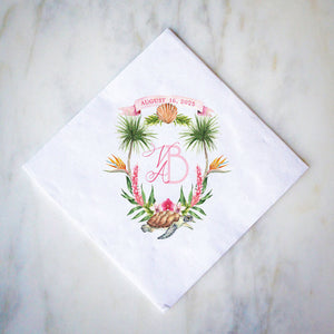 Tropical Turtle Full Color Banner Crest 3ply Napkins