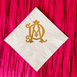 Gold Foil Duogram Luncheon 3ply Napkins