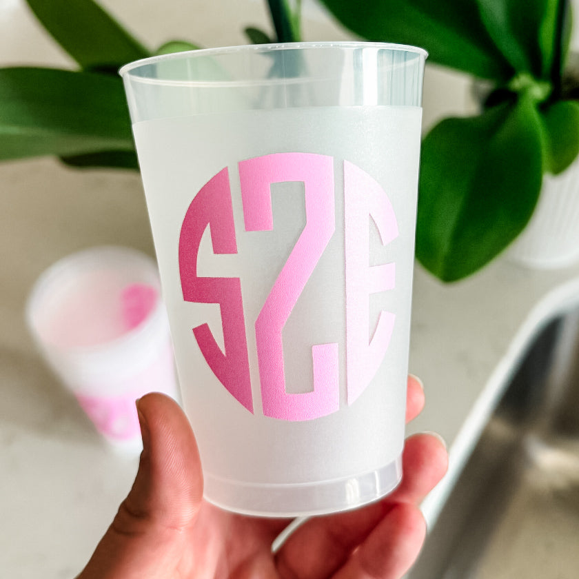 Custom Circle Monogram Shatterproof Cups
