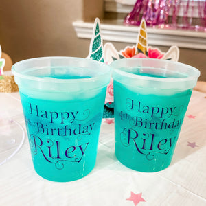 Happy 4th Birthday Color Changing Stadium Cups