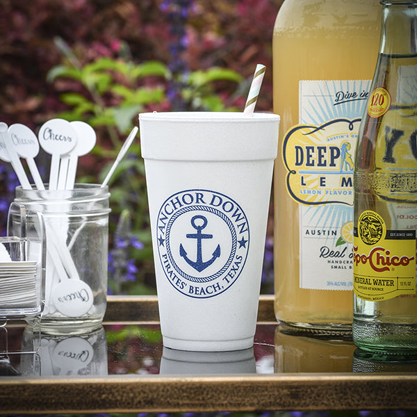 Personalized Nautical Anchor Styrofoam Cups - GB Design House