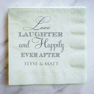 Custom Love Laughter Wedding Napkins - 100