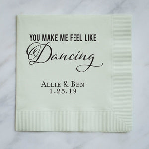 Personalized "Feel Like Dancing" Wedding Napkins