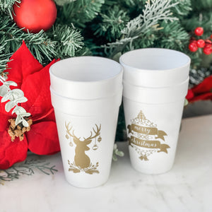 Custom Holiday Deer Foam Party Cups