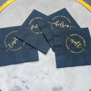 Happy Birthday Black and Gold Foil 3ply Napkins