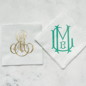 Custom Large Monogram Linen-Like Napkins