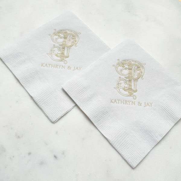 Subtle Monogrammed 3ply Wedding Napkins Gb Design House