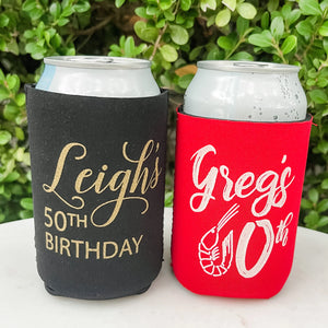 Birthday Party Themed Can Cooler Favors