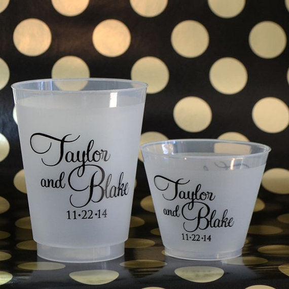 Custom Wedding Frosted Plastic Cups