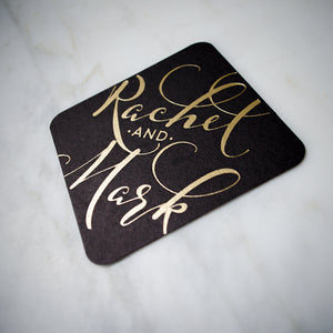 Personalized Gold Foil Script Coasters
