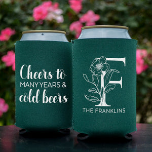 Custom Floral Initial Can Coolers