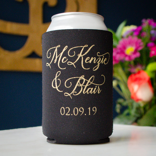 Slim 12oz Wedding Can Cooler #16S - store The Hunt is Over - Wedding Favors, Beverage Insulators, Beer Huggers, Wedding Favor, Party Favors, Decor