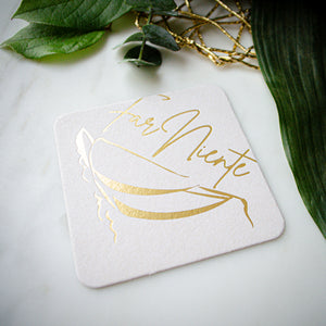 Personalized Gold Foil Wedding Coasters