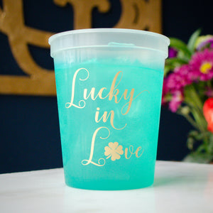 Personalized "Lucky In Love" Color Changing Stadium Cups