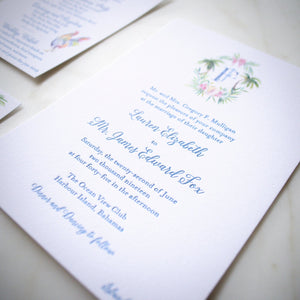 Custom Watercolor Letterpress Wedding Invitation Suite