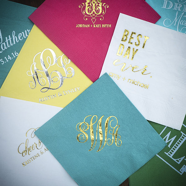 Set of 100 Personalized Wedding Party Monogrammed Name Napkins