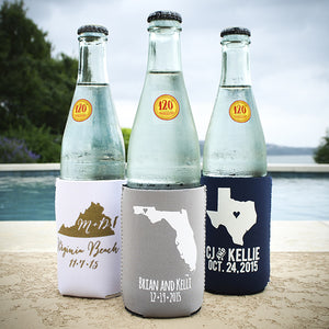 City and State Wedding Can Cooler