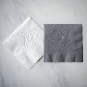 Custom Embossed Cocktail Size Party Napkins