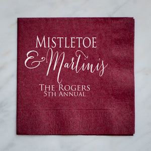 Personalized Mistletoe & Martini Napkins - Set of 100