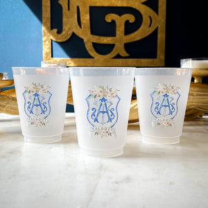 Watercolor Monogram Frosted Cups