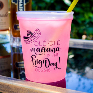 Custom "Mañana is the Big Day" Color Change Cup Favors