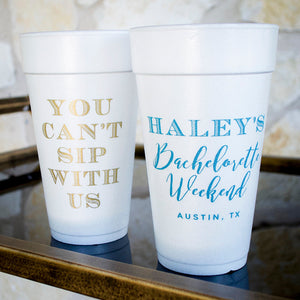 Custom "Sip Sip Hooray" Bachelorette Foam Cups