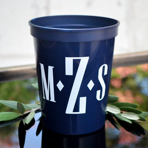 Custom Masculine Monogram Plastic Stadium Cups