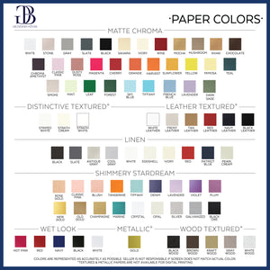 The image is a collection of various paper colors, including matte and leather textures, as well as different types of papers, such as matte and metallic.