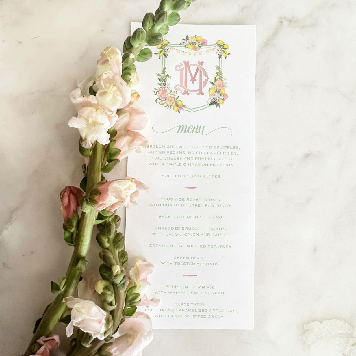 Lemon Crest Full Color Digitally Printed Menus - GB Design House