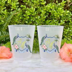 Full Color Peacock Crest Shatterproof Cups