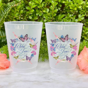 Full Color Butterfly Wreath Shatterproof Cups