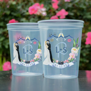 Full Color Bride and Groom Stadium Party Cups