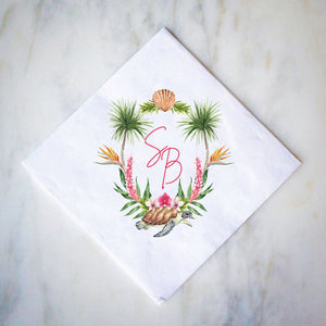 Full Color Tropical Turtle Crest 3ply Napkins