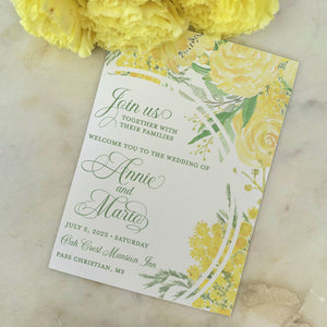 Digital Full Color Yellow Rose Invitations