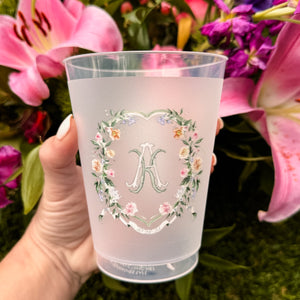 Personalized Full Color Floral Monogram Shatterproof Cups