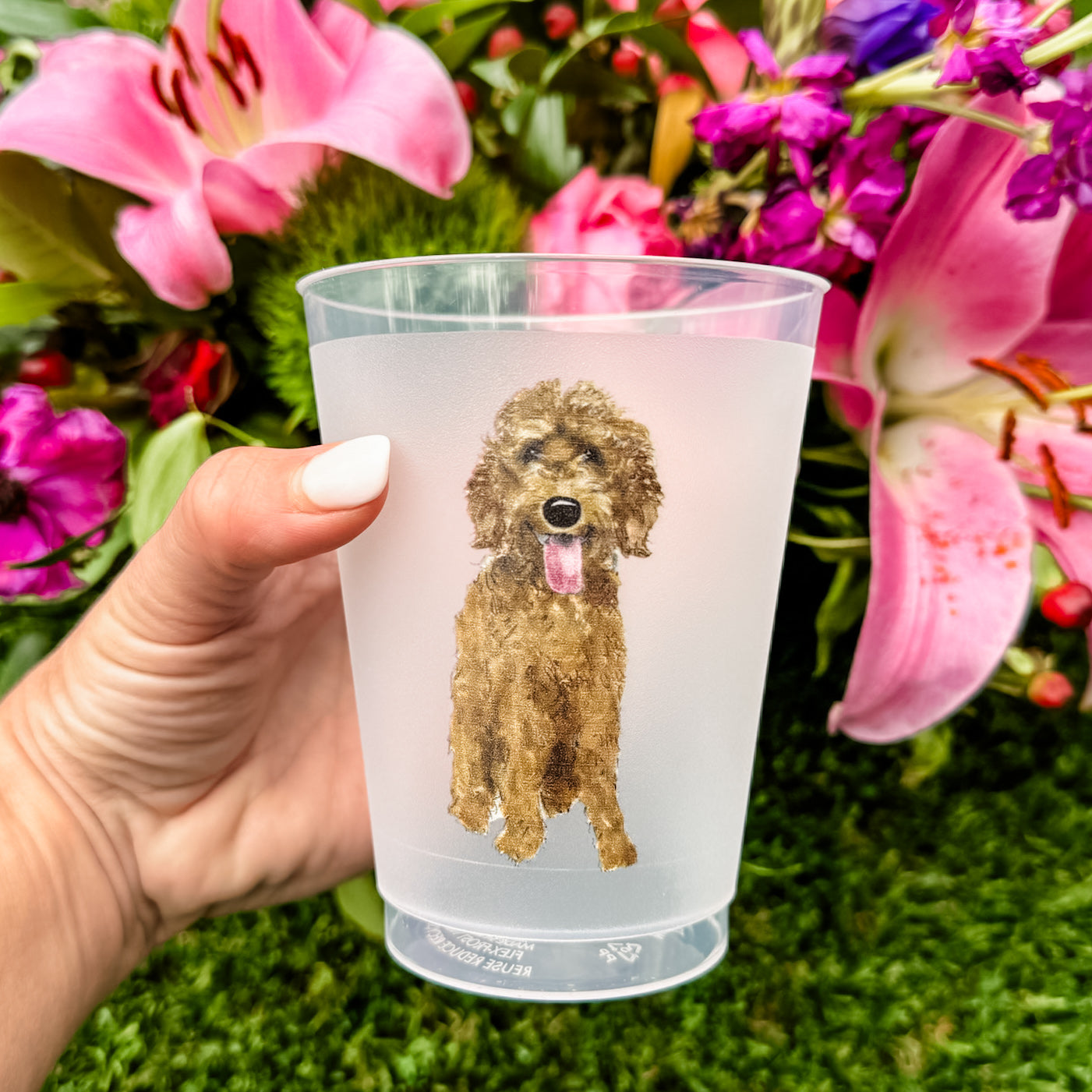 Full Color Custom Goldendoodle Art Frosted Cups - GB Design House