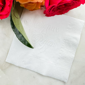 Embossed First Names Wedding Napkins