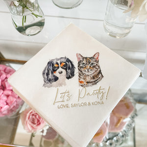 Full Color Let's Pawty 3ply Wedding Napkins