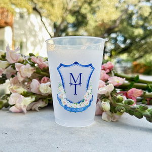 Custom Floral Crest with Banner Shatterproof Cups