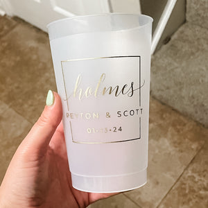 Personalized Gold Ink Wedding Reception Cups