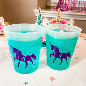 Unicorn 4th Birthday Party Color Changing Cups