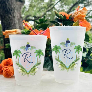Tropical Destination Wedding Full Color Shatterproof Cups