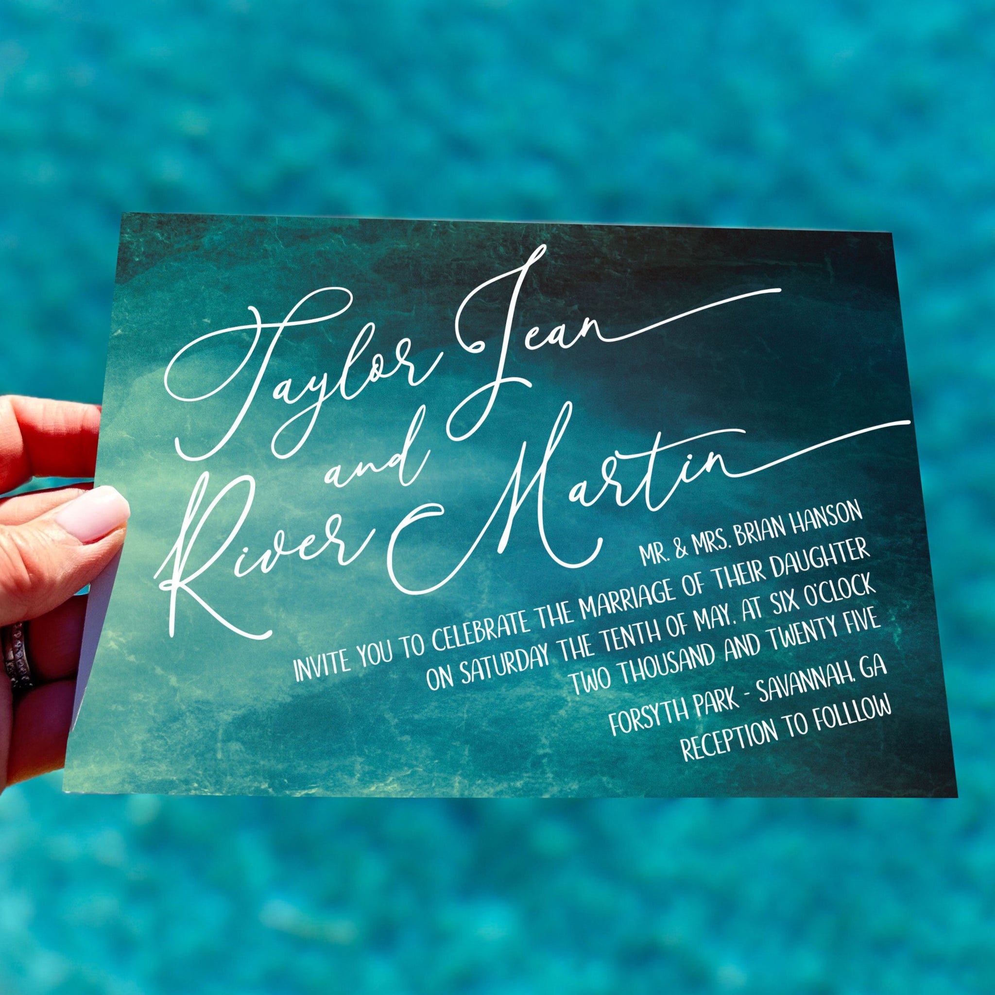 Fancy Script For Invitations Marbled Digital Script Invitations - GB Design House