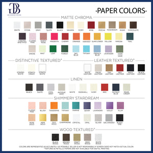 a collection of various paper colors, including matte chrome, leather textures, and wood textures, as well as distinctive textures and linens.