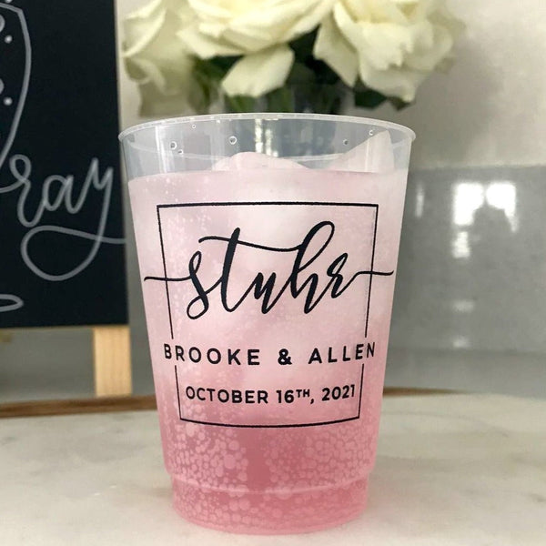 Personalized Square Monogram Frost Flex Cups - GB Design House
