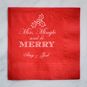 Personalized Mix Mingle & Be Merry Napkins - 100