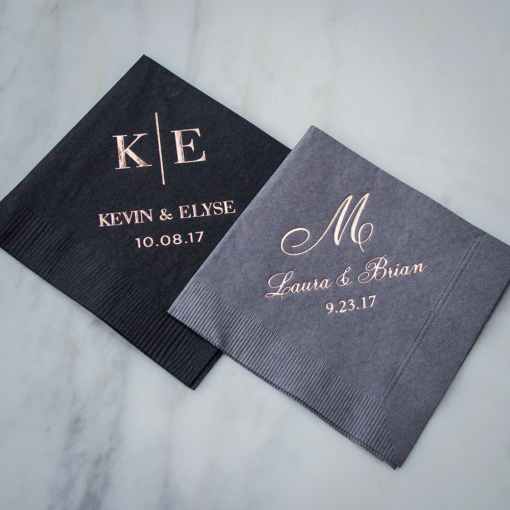 Custom Monogram Printed Wedding Napkins GB Design House
