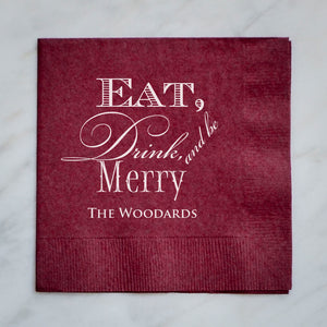 Eat Drink Be Merry Holiday Napkins - Set of 100
