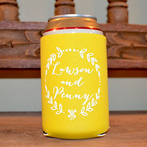 Personalized Can & Bottle Coolers with Wreath Border